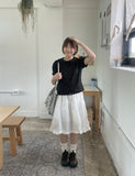 Bomeck Back Ribbon Collar Short Sleeve Blouse