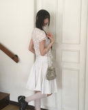 Puffy lace see-through frill t-shirt