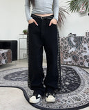 Heron embroidered denim pants