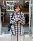 [unisex] Shudel Summer Seersucker Check Over Shirt