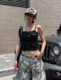 Nev one pocket button crop sleeveless (with cup)