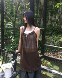 Veru Dot Frill See-through Sleeveless Layered One Piece