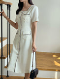 Nello Tweed Color Matching Short Sleeve One Piece