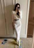 Casey H Ribbed Knit Long Skirt (Belt set)