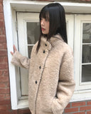 Plon Fluffy Half-Neck Midi Fur Coat Jacket