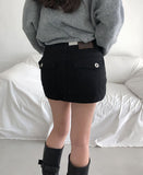 Mitsu Damage Back Pocket Mini Skirt