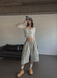 Side rope pig Bermuda cargo pants