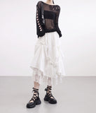 Lovely Lace Ribbon Balloon Layered Skirt