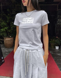 London Silver Print Semi-Crop Short Sleeve