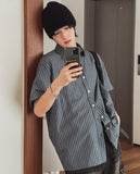Elu stripe linen short sleeves shirt