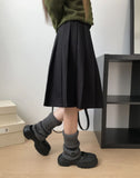Yuren wool pleated midi banding skirt