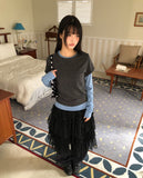 Cel Color Matching Layered Long Sleeve T-Shirt