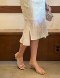 Deloe Wrinkle Unbalance Slit Long Skirt