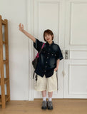 [Unisex] Huel Washing Denim Short Sleeve Shirt