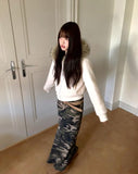 Seha Camo Banding Brushed Long Skirt
