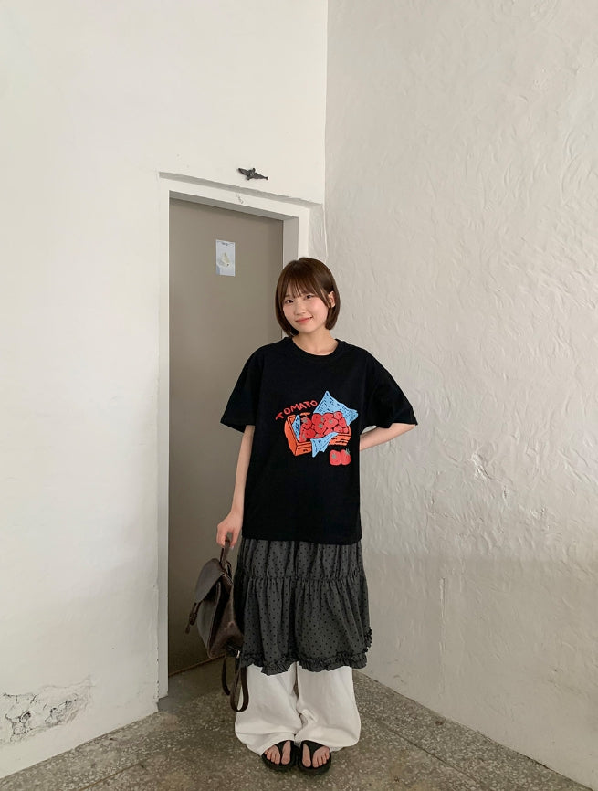【BAON】Hihot Dot Frill Tiered Nylon Skirt BAON (バオン) - ヒホトドットフリルティアードナイロンスカート