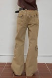 eyelet denim bootcut pants