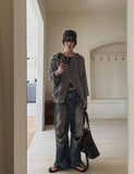 Via See-through Knit Hood Zip-up