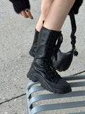 Leather lace-up walker