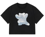 Big Cloud Bear Smile Crop Short Sleeve Tee