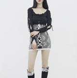 Jellio Sleeve Slit String Cardigan