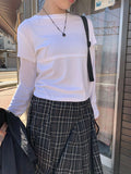 Teten Check Unbalance Midi Skirt