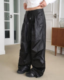 Fillet Glossy Parachute Two Way Nylon Long Wide Pants