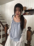 Dough Dot Frill Button Sleeveless