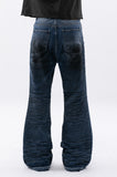 hand bridge washing flared denim pants