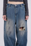 Sunrise strap damage denim pants