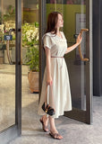 Beshu Diagonal V-collar Long One Piece (Belt set)