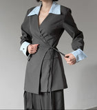 Lab Shirt Layered Wrap One Piece Jacket