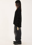Ribbed crack damage slit over knit