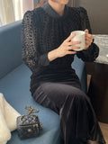 Seldin Velvet See-Through Dot Blouse