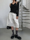 [U-BASIC] Lin Pintuck Cotton Bermuda Pants