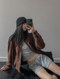 Rio High Neck Button Suede Jacket