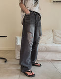 Portina Damage Wide Denim Pants
