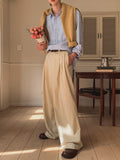 Porori three-tuck back banding slacks
