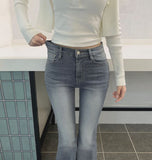 Back Pocket Slim-Fit Bootcut Span Denim Pants
