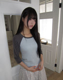 Senil Raglan Color Matching Three-Quarter T-shirt