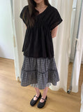 Loerin Shirred Cap Sleeve Blouse