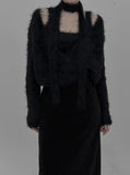 Muffler Set Sleeveless Fur Wrap Cardigan