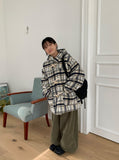 [unisex] Donico Check Duffel Quilted Hood Half Coat