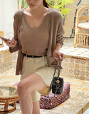 Chevin V-Neck Sleeveless Knit Cardigan Set