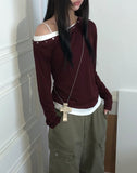 Raon Unbalanced Studded One-Shoulder T-Shirt