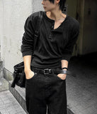 Pigment Henley Neck Knit Long Sleeve