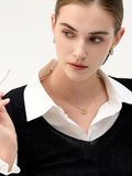 Etreve Silver Note Wave One-Touch Earrings