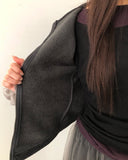 Hion high neck button hooded zip-up