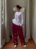 Heart point lettering cotton long sleeves