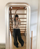 Dubi Flower Mesh See-through Long Sleeve T-shirt